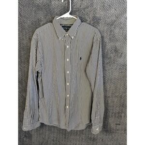 Ralph Lauren Men's Classic Fit XL Long Sleeve Black & White Stripe Preppy